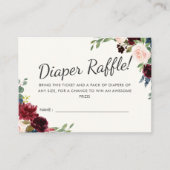ブルゴーニュ・ブーケ | 赤ちゃんシャワー |おむつラッフルゲーム エンクロージャーカード (正面)