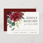 ブルゴーニュ・ブーケ |野生のフローラRSVP返信 出欠カード (正面/裏面)
