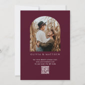 ブルゴーニュ/プラムアーチミニマル秋の結婚式QR 招待状 (裏面)