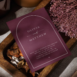 ブルゴーニュ/プラムアーチミニマル秋の結婚式QR 招待状