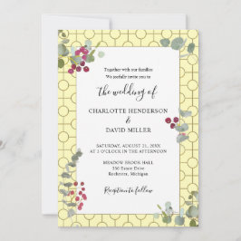 ブルゴーニュ・ベリーとユーカリ・グリーン結婚リー 招待状