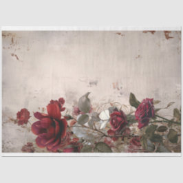 ブルゴーニュ&ベージュ、バラフローラ、みすぼらしいシック 薄葉紙