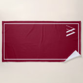 ブルゴーニュ&ホワイトのモノグラム ビーチタオル (正面)