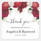 ブルゴーニュ&ホワイトエレガントな結婚式 スクエアシール (正面)