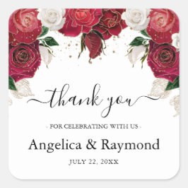 ブルゴーニュ&ホワイトエレガントな結婚式 スクエアシール