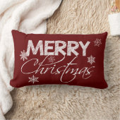 ブルゴーニュ&ホワイトスノーフレーク |メリークリスマス ランバークッション (ブランケット)