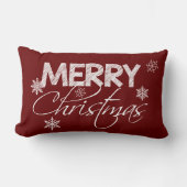ブルゴーニュ&ホワイトスノーフレーク |メリークリスマス ランバークッション (正面)