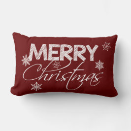 ブルゴーニュ&ホワイトスノーフレーク |メリークリスマス ランバークッション
