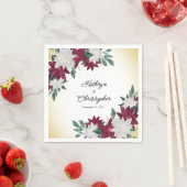 ブルゴーニュ&ホワイトポインセティアス結婚クリスマス スタンダードカクテルナプキン (インサイチュ)