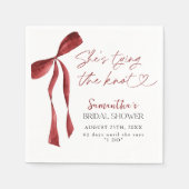 ブルゴーニュ・ボウ結び目ブライダルシャワー スタンダードカクテルナプキン (正面)