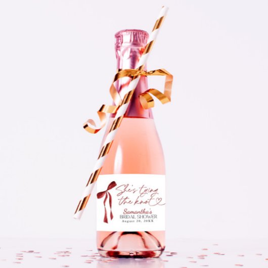 ブルゴーニュ・ボウ結び目ブライダルシャワー スパークリングワインラベル