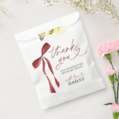 ブルゴーニュ・ボウ結び目ブライダルシャワー フェイバーバッグ (封をした状態)