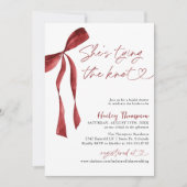 ブルゴーニュ・ボウ結び目ブライダルシャワー 招待状 (正面)