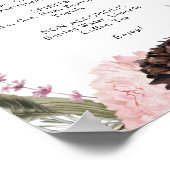 ブルゴーニュ・ボホ結婚フローラのドリンクのメニューサイン ポスター (角)