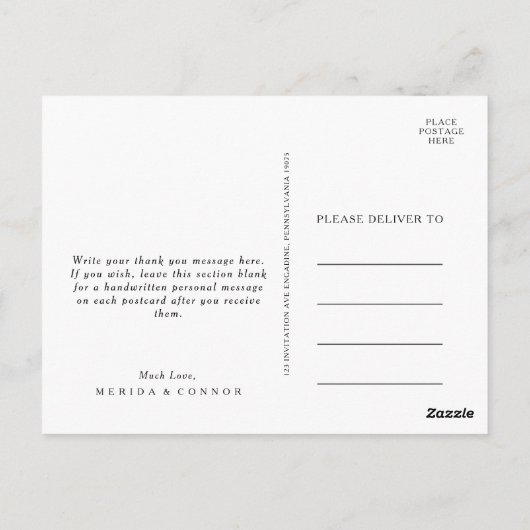 ブルゴーニュ・ボホ結婚フローラの感謝はがき ポストカード (裏面)