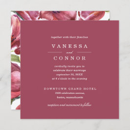 ブルゴーニュ&ポピークラシックズフローラ結婚ズ 招待状