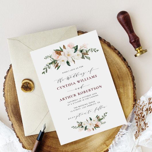 ブルゴーニュ・マグノリアフローラ結婚式招待状 招待状