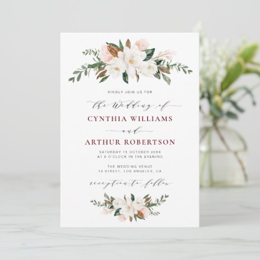 ブルゴーニュ・マグノリアフローラ結婚式招待状 招待状 (スタンド正面)