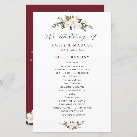 ブルゴーニュ・マグノリアフローラ結婚式 (正面/裏面)