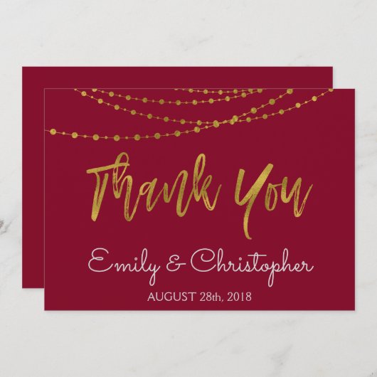 ブルゴーニュ・マルサラとゴールドフォイルありがとう サンキューカード (正面/裏面)