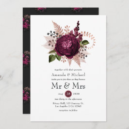 ブルゴーニュ – マルサラとバラ金ゴールドフローラ結婚ズ 招待状