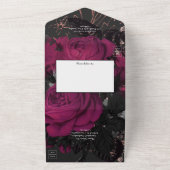 ブルゴーニュ – マルサラとバラ金ゴールド結婚フローラのAl オールインワン招待状 (外側)