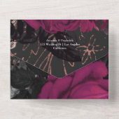 ブルゴーニュ – マルサラとバラ金ゴールド結婚フローラのAl オールインワン招待状 (裏面)