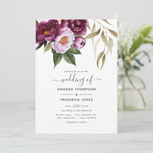 ブルゴーニュ – マルサラとピーチのフローラ結婚ズ 招待状 (スタンド正面)