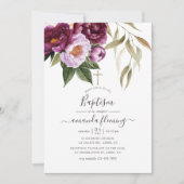 ブルゴーニュ – マルサラとピーチフローラバプテスマ 招待状 (正面)