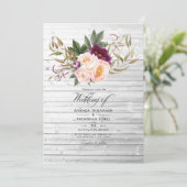 ブルゴーニュ – マルサラとピーチ素朴フローラ結婚ズ 招待状 (スタンド正面)