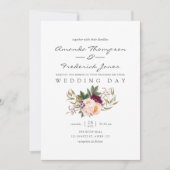 ブルゴーニュ – マルサラと桃のフローラ結婚式の招待 招待状 (正面)