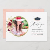 ブルゴーニュ・マルサラと赤面ピンクの卒業 サンキューカード (正面/裏面)