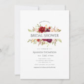 ブルゴーニュ – マルサラと赤面フローラブライダルシャワー 招待状 (正面)