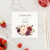 ブルゴーニュ・マルサラと赤面フローラ – ホワイト スタンダードカクテルナプキン (インサイチュ)