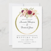 ブルゴーニュ – マルサラと赤面ボホ幾何結婚物の 招待状 (正面)