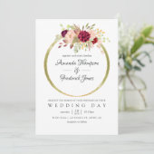 ブルゴーニュ – マルサラと赤面ボホ幾何結婚物の 招待状 (スタンド正面)