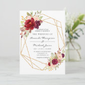 ブルゴーニュ – マルサラと赤面ボホ幾何結婚物の 招待状 (スタンド正面)