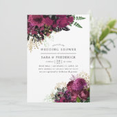 ブルゴーニュ – マルサラと金ゴールドフローラウェディングシャワー 招待状 (スタンド正面)