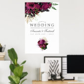 ブルゴーニュ – マルサラと金ゴールドフローラ結婚の歓迎 ポスター (ホームオフィス)