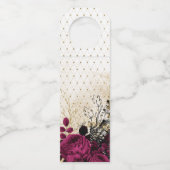 ブルゴーニュ – マルサラと金ゴールドフローラ結婚式の引き出物 ボトルネックタグ (裏面)