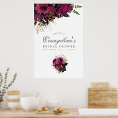 ブルゴーニュ – マルサラと金ゴールドブライダルシャワーへようこそ ポスター (キッチン)