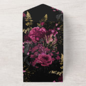 ブルゴーニュ – マルサラと金ゴールド結婚フローラ オールインワン招待状 (外側)