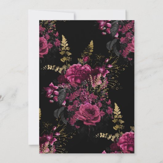 ブルゴーニュ – マルサラと金ゴールド結婚フローラ セーブザデート (裏面)