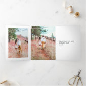 ブルゴーニュ – マルサラと金ゴールド結婚フローラ 三つ折り招待状 (内部)