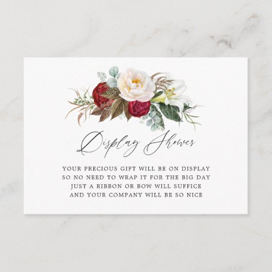 ブルゴーニュ – マルサラフローラブライダルシャワー表示 エンクロージャーカード (正面)