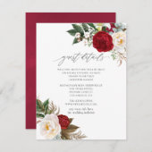 ブルゴーニュ – マルサラフローラ結婚ズゲスト詳細 エンクロージャーカード (正面/裏面)