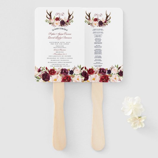 ブルゴーニュ・マルサラフローラ〔雄ジカの〕枝角モノグラムプログラム ハンドファン (正面&裏面)