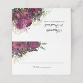 ブルゴーニュ – マルサラ結婚と金ゴールドのテーブル番号 プレイスカード (外部開封)