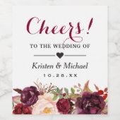 ブルゴーニュ・マルサラ赤フローラ応援結婚ズ ワインラベル (シングルラベル)