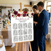 ブルゴーニュ・マルサラ赤結婚フローラ座席表 ポスター
